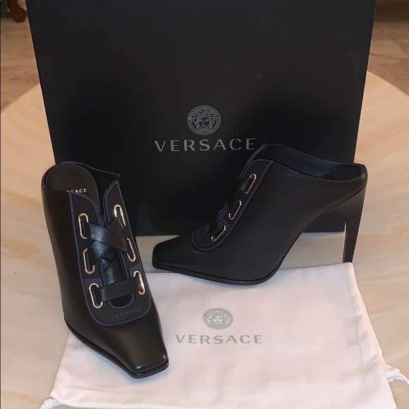 Versace Shoes - MAKE AN OFFER! Authentic Versace BlackLeatherMules